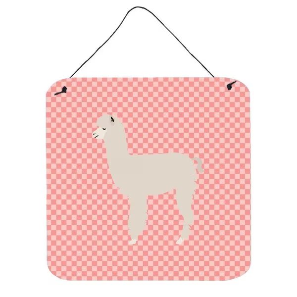 Alpaca Pink Check Wall or Door Hanging Prints6 x 6 in., Micasa, Mfr#: MI627853